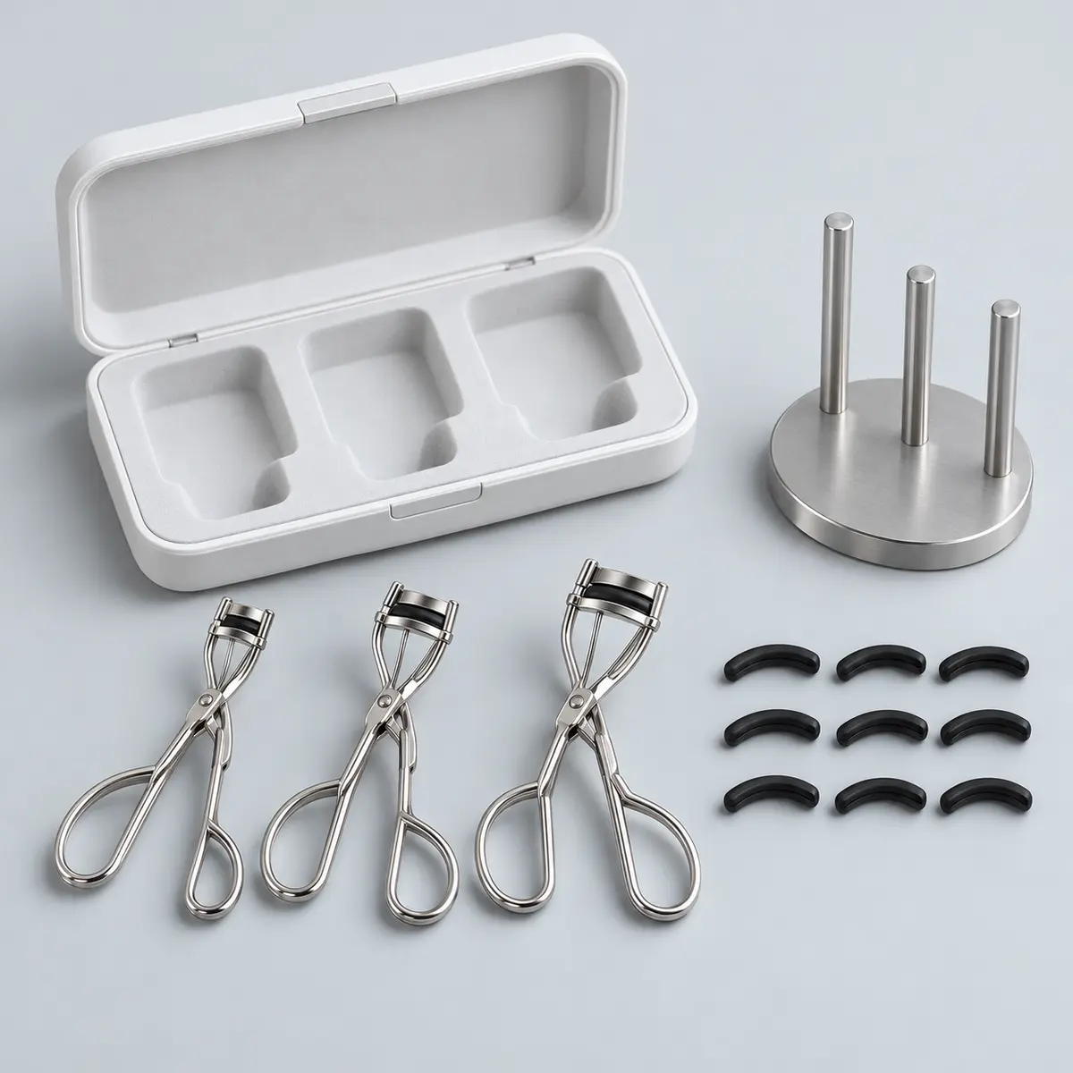 Grid Desk Set in Silver, with included accessories